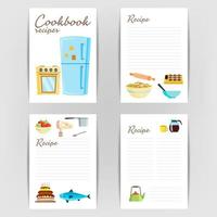 Cookbook Vector. Recipe Kitchen Cookbook Card Page. Blank For Text. Flat Illustration