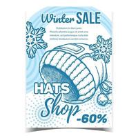 Hats Shop Winter Sale Advertise Poster Vector