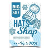 Hats Shop Big Winter Sale Promo Poster Vector