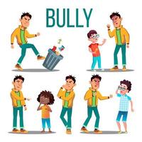Bully Child Vector. Angry Bully Kid. Teenager Victim. Sad Boy, Girl Child. Illustration vector