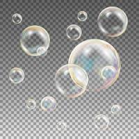 Soap Bubbles Vector. Rainbow Reflection Soap Bubbles. Aqua Wash. Isolated Illustration vector