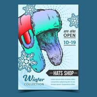 Hats Shop With Winter Collection Banner Vector