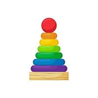 pyramid toddler toy wooden color icon vector illustration