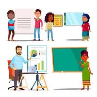 Character Explain Educational Material Set Vector