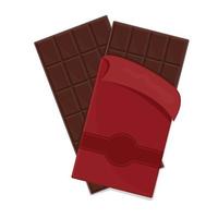 Large chocolate bar in a package, color isolated vector illustration in cartoon style