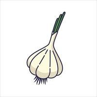 linda ilustración de icono de dibujos animados de ajo. concepto de icono plano vegetal de alimentos aislado sobre fondo blanco. ajo en estilo garabato. vector