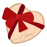 Closed gift box in the shape of a square. A craft box with hearts for a gift or chocolates. Conceptual illustration for Valentine's Day. Vector clipart for greeting cards, birthday cards.