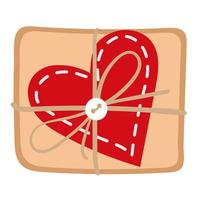 caja de regalo cerrada en forma de cuadrado. una caja artesanal con corazones para regalo o bombones. ilustración conceptual para el día de san valentín. clipart vectorial para tarjetas de felicitación, tarjetas de cumpleaños. vector