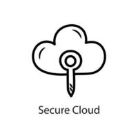Secure Cloud Outline Icon Design illustration. Data Symbol on White background EPS 10 File vector