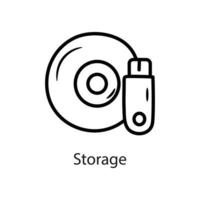 ilustración de diseño de icono de esquema de almacenamiento. símbolo de datos en el archivo eps 10 de fondo blanco vector