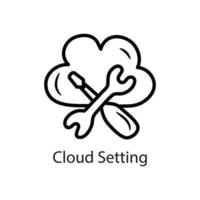 Cloud Setting Outline Icon Design illustration. Data Symbol on White background EPS 10 File vector