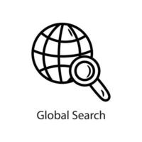 Global Search Outline Icon Design illustration. Data Symbol on White background EPS 10 File vector