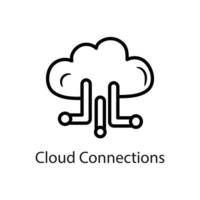 Cloud Connections Outline Icon Design illustration. Data Symbol on White background EPS 10 File vector