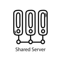 ilustración de diseño de icono de esquema de servidor compartido. símbolo de datos en el archivo eps 10 de fondo blanco vector