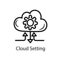 Cloud Setting Outline Icon Design illustration. Data Symbol on White background EPS 10 File vector