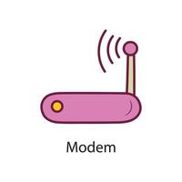 ilustración de diseño de icono de contorno lleno de módem. símbolo de datos en el archivo eps 10 de fondo blanco vector