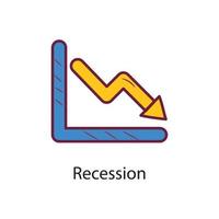 Recession Filled Outline Icon Design illustration. Data Symbol on White background EPS 10 File vector