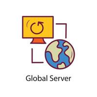 Global Server Filled  Outline Icon Design illustration. Data Symbol on White background EPS 10 File vector