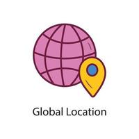 Global Location Filled  Outline Icon Design illustration. Data Symbol on White background EPS 10 File vector