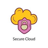 Secure Cloud  Filled Outline Icon Design illustration. Data Symbol on White background EPS 10 File vector