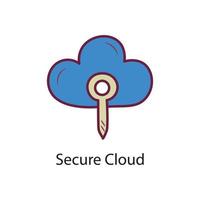 Secure Cloud Filled Outline Icon Design illustration. Data Symbol on White background EPS 10 File vector