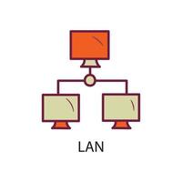 ilustración de diseño de icono de contorno lleno de lan. símbolo de datos en el archivo eps 10 de fondo blanco vector