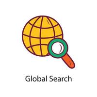 Global Search Filled Outline Icon Design illustration. Data Symbol on White background EPS 10 File vector