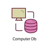 Computer Db Filled  Outline Icon Design illustration. Data Symbol on White background EPS 10 File vector