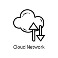 Cloud Network Outline Icon Design illustration. Data Symbol on White background EPS 10 File vector