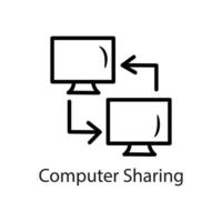 Computer Sharing Outline Icon Design illustration. Data Symbol on White background EPS 10 File vector