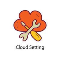 Cloud Setting Filled Outline Icon Design illustration. Data Symbol on White background EPS 10 File vector