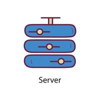 ilustración de diseño de icono de contorno lleno de servidor. símbolo de datos en el archivo eps 10 de fondo blanco vector