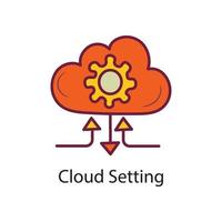 Cloud Setting  Filled  Outline Icon Design illustration. Data Symbol on White background EPS 10 File vector