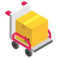 Parcel Dolly - Isometric 3d illustration. vector