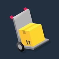 Package Dolly - Isometric 3d illustration. vector