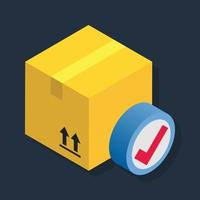 Package Check - Isometric 3d illustration. vector