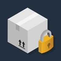 Package Lock - Isometric 3d illustration. vector