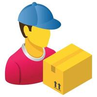 Delivery Man - Isometric 3d illustration. vector