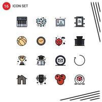 paquete de iconos de vectores de stock de 16 signos y símbolos de línea para la interfaz de tecnología de bolas diseño de teléfonos inteligentes elementos de diseño de vectores creativos editables