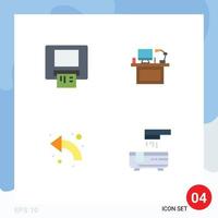 paquete de interfaz de usuario de 4 iconos planos básicos de flechas de monitor de computadora de mesa atm elementos de diseño vectorial editables vector