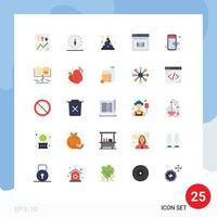 Modern Set of 25 Flat Colors and symbols such as web mail navigation inbox night Editable Vector Design Elements