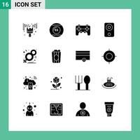 Stock Vector Icon Pack of 16 Line Signs and Symbols for speaker gadget sports devices joystick Editable Vector Design Elements