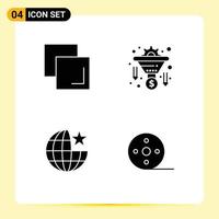 Pack of 4 Modern Solid Glyphs Signs and Symbols for Web Print Media such as copy internet conversion money album Editable Vector Design Elements