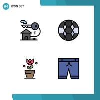 paquete de iconos de vector de stock de 4 signos y símbolos de línea para elementos de diseño de vector editables de tulipán de fútbol clave de Pascua en casa