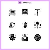 9 Creative Icons Modern Signs and Symbols of energy living razor home hotel Editable Vector Design Elements
