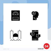 Modern Set of 4 Solid Glyphs and symbols such as water cross business mind industrial Editable Vector Design Elements