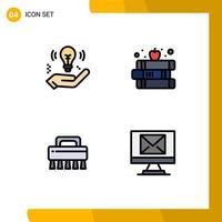 Group of 4 Filledline Flat Colors Signs and Symbols for business cleaning bulb school compose Editable Vector Design Elements