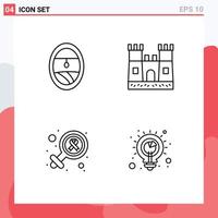 4 User Interface Line Pack of modern Signs and Symbols of plane cancer day beach female solution Editable Vector Design Elements