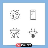 4 Creative Icons Modern Signs and Symbols of baby barbecue food mobile cafe Editable Vector Design Elements