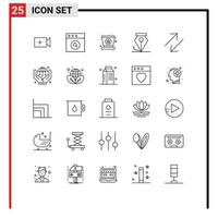 25 User Interface Line Pack of modern Signs and Symbols of insurance scale mardi gras change pen Editable Vector Design Elements